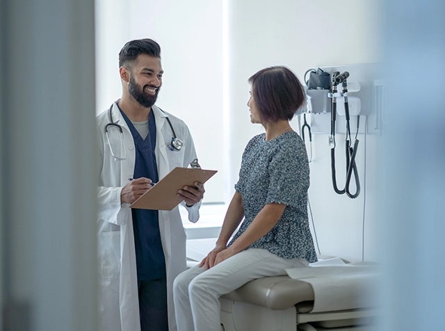 Woman talking to provider
