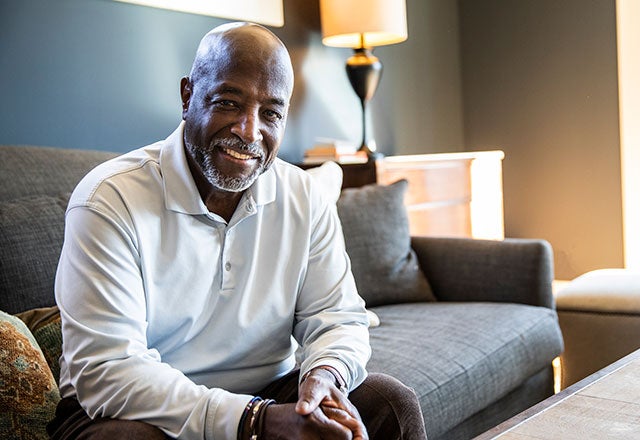 Gentleman sitting on the couch