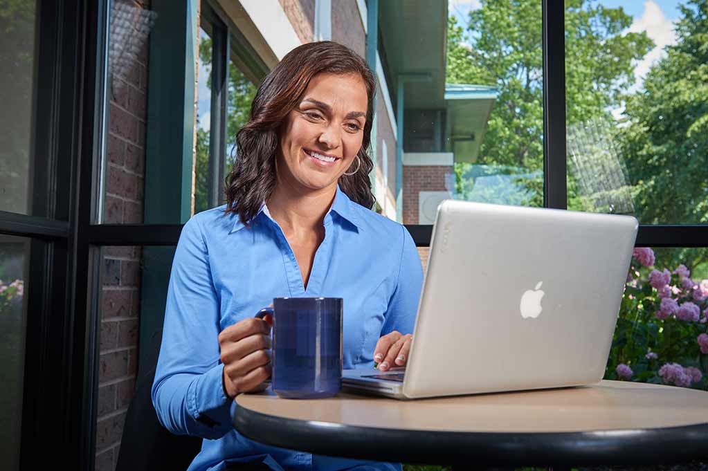 Woman working on laptop
