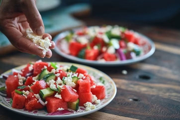 Watermelon, Cucumber and Feta Salad