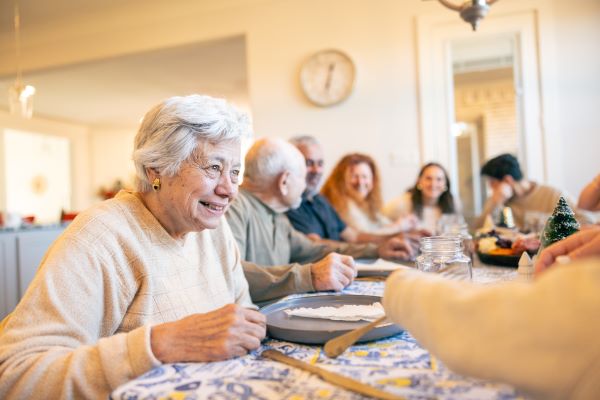Family gathering at table